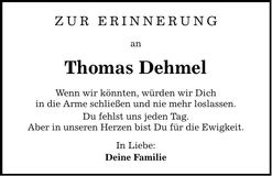 Traueranzeige Thomas Dehmel