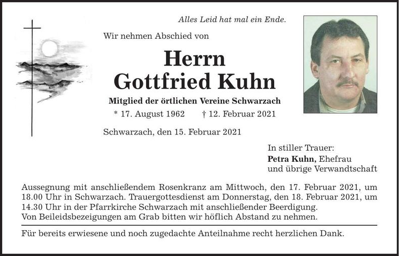 Traueranzeige Gottfried Kuhn