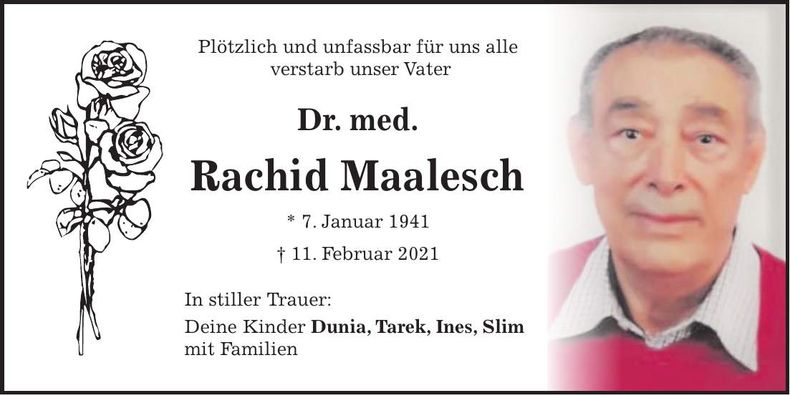 Traueranzeige Dr. med. Rachid Maalesch