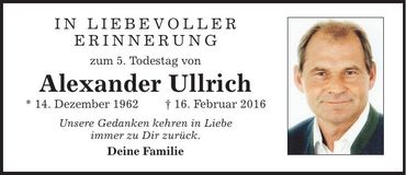 Traueranzeige Alexander Ullrich