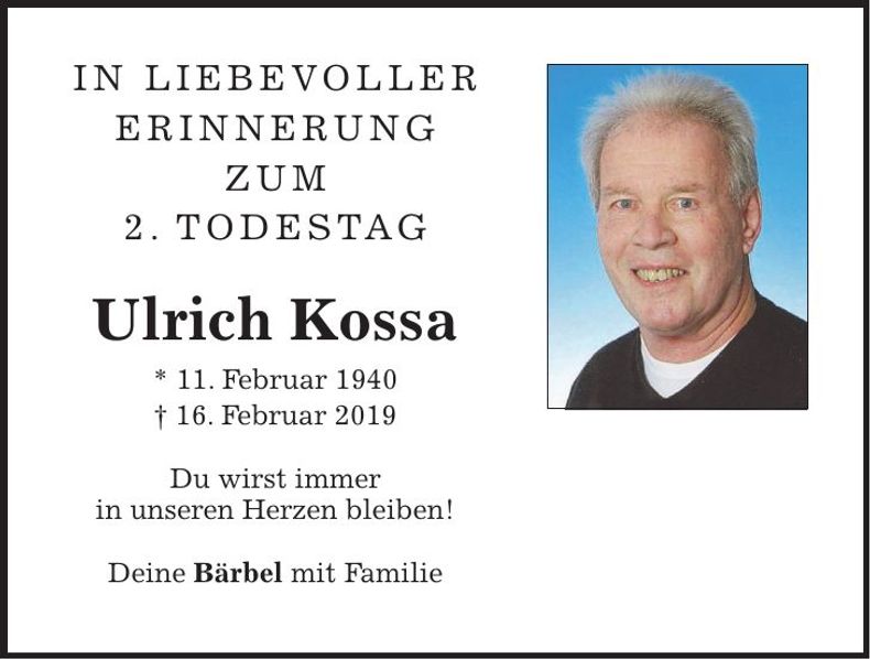 Traueranzeige Ulrich Kossa