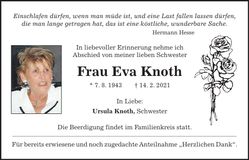 Traueranzeige Eva Knoth