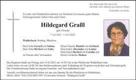 Traueranzeige Hildegard Graßl