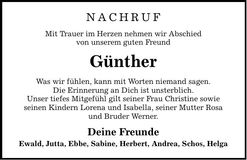 Traueranzeige Hofmeister Günther