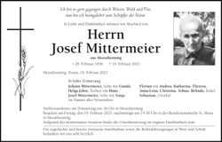 Traueranzeige Josef Mittermeier
