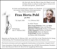 Traueranzeige Herta Pohl