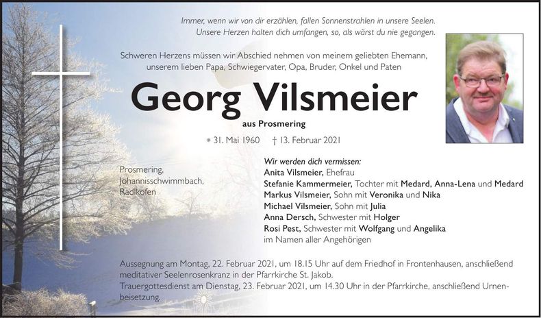 Traueranzeige Georg Vilsmeier