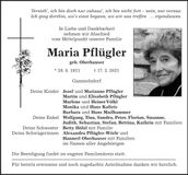 Traueranzeige Maria Pfügler