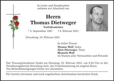 Traueranzeige Thomas Dietweger