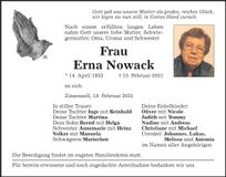 Traueranzeige Erna Nowak