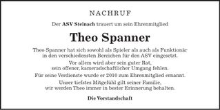 Traueranzeige Spanner Theo