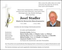Traueranzeige Josef Stadler