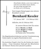 Traueranzeige Bernhard Kessler