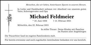 Traueranzeige Michael Feldmeier