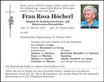 Traueranzeige Rosa Höcherl