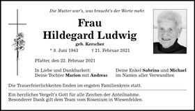 Traueranzeige Hildegard Ludwig