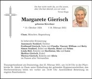 Traueranzeige Margarete Gierisch