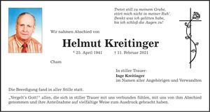 Traueranzeige Helmut Kreitinger