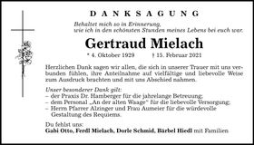 Traueranzeige Gertraud Mielach