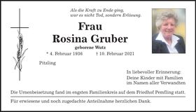 Traueranzeige Rosina Gruber