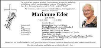 Traueranzeige Marianne Eder