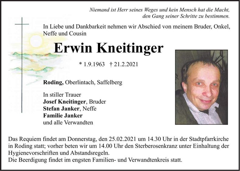 Traueranzeige Erwin Kneitinger