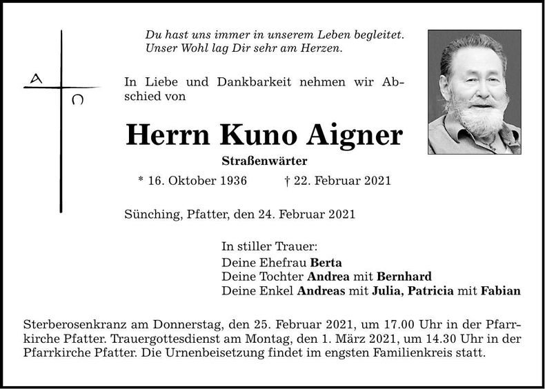 Traueranzeige Kuno Lorenz
