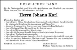 Traueranzeige Johann Karl