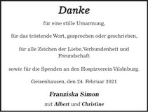 Traueranzeige Franziska Simon