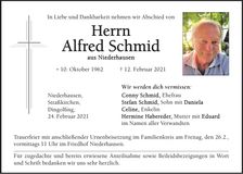 Traueranzeige Schmid Alfred