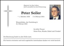 Traueranzeige Peter Seiler