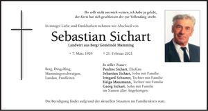 Traueranzeige Sebastian Sichart
