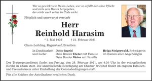 Traueranzeige Reinhold Harasim