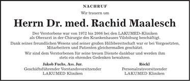 Traueranzeige Rachid Maalesch