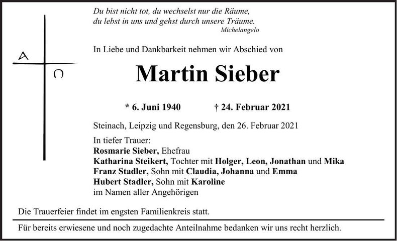Traueranzeige Martin Sieber