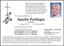 Traueranzeige Amalie Perlinger