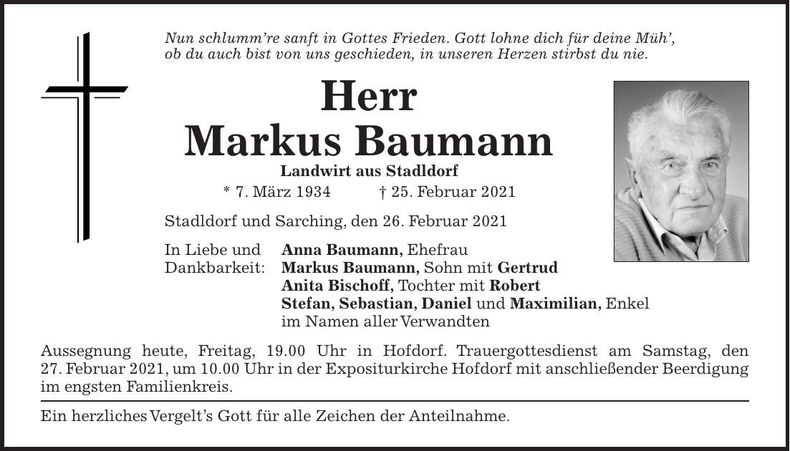 Traueranzeige Markus Baumann