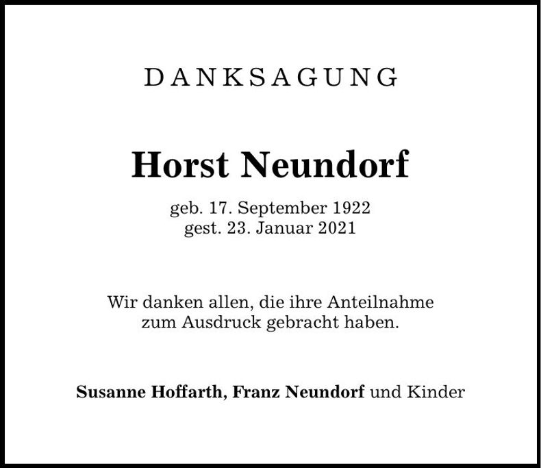 Traueranzeige Horst Neundorf