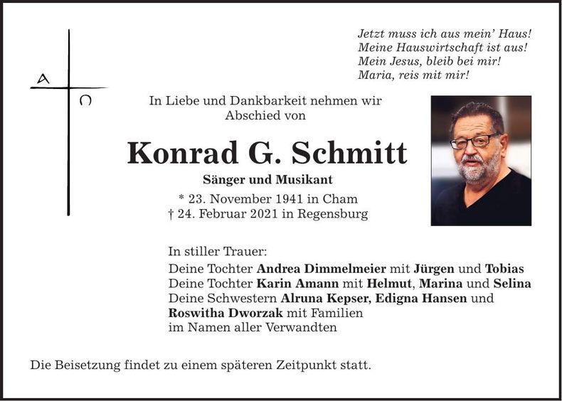 Traueranzeige Konrad G. Schmitt