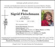 Traueranzeige Sigrid Fleischmann