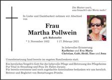 Traueranzeige Martha Pollwein
