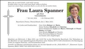 Traueranzeige Laura Spanner