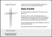 Traueranzeige Alois Früchtl