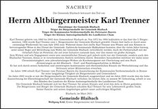 Traueranzeige Karl Trenner