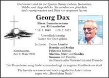 Traueranzeige Georg Dax