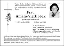 Traueranzeige Amalie Viertlböck