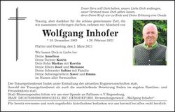 Traueranzeige Wolfgang Inhofer
