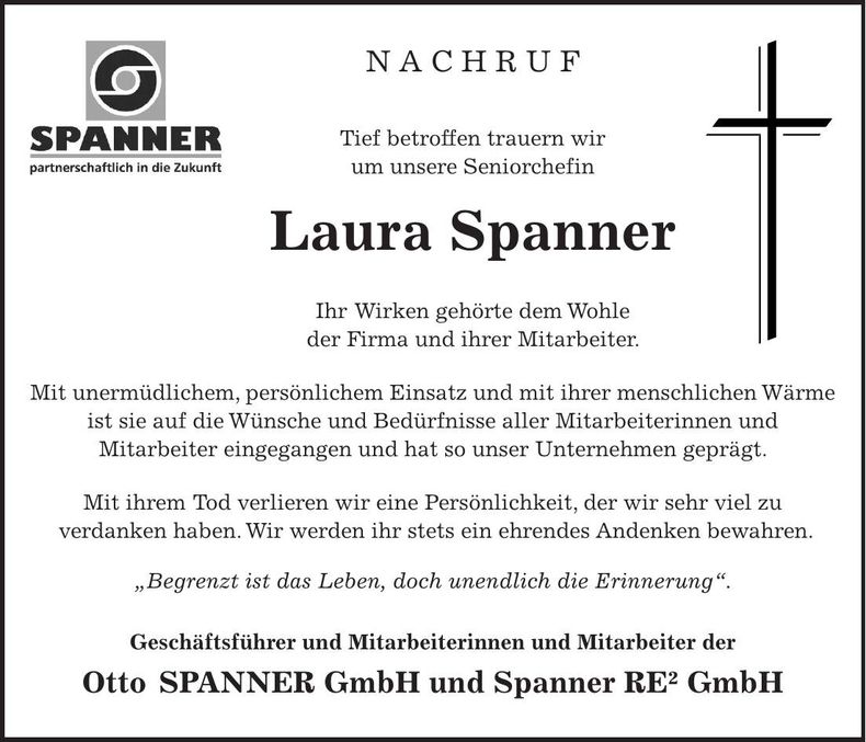Traueranzeige Laura Spanner