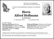 Traueranzeige Alfred Hofmann