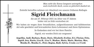 Traueranzeige Sigrid Fleischmann